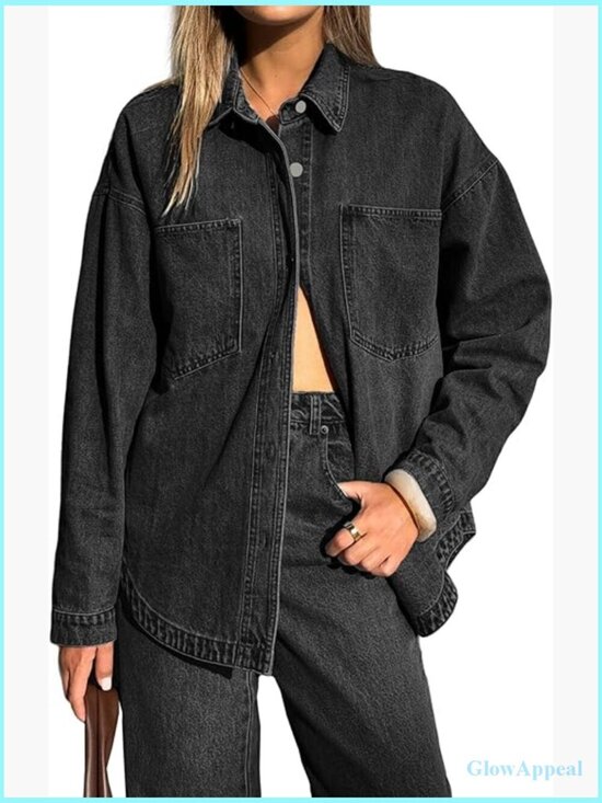 Jackets & Blazers - Oversized Denim Shirt Button Down Long Sleeve Blouse Distressed Jean Jacket